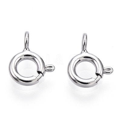 Rhodium Plated 925 Sterling Silver Spring Ring Clasps STER-T004-81A-P-1