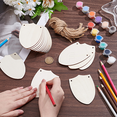 20Pcs Finished Wood Sheild Big Pendants FIND-SP0005-18-1
