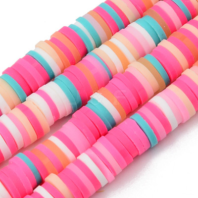 Handmade Polymer Clay Beads Strands CLAY-R089-6mm-099-1
