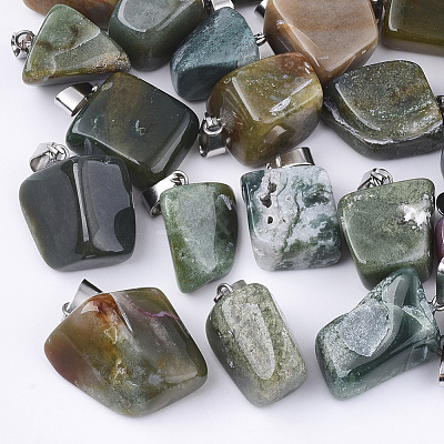Natural Indian Agate Pendants G-Q996-14-1