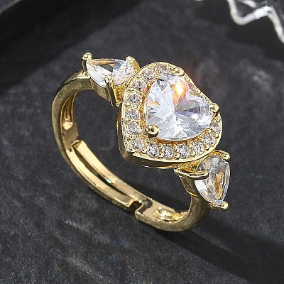 Brass & Cubic Zirconia Finger Rings CU-CBA7E55-15G-1