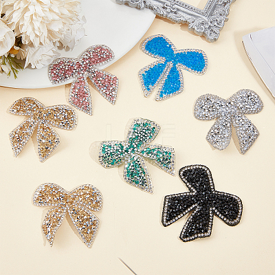 16Pcs 8 Styles Bowknot Hotfix Rhinestone Iron on Patches Appliques DIY-CP0009-65-1