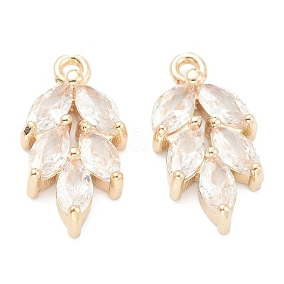 Brass Clear Cubic Zirconia Pendants ZIRC-O042-03G-1