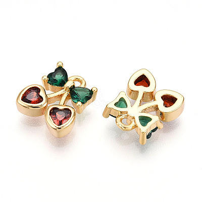 Brass Micro Pave Cubic Zirconia Charms X-KK-N261-94A-G-1