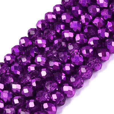 Transparent Electroplate Glass Beads Strands EGLA-Q131-01A-09-1