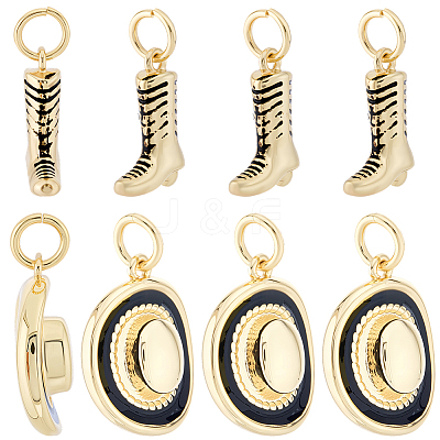8Pcs 2 Styles Brass Enamel Pendants KK-BBC0022-17-1