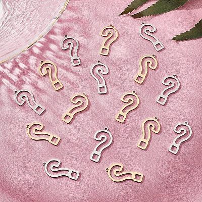 16Pcs 2 Colors 201 Stainless Steel Pendants STAS-DC0006-56-1