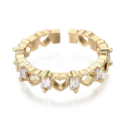 Brass Micro Pave Clear Cubic Zirconia Cuff Rings RJEW-S044-133-NF-1