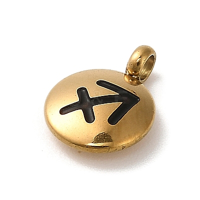 304 Stainless Steel Black Enamel Charms STAS-R009-02G-06-1