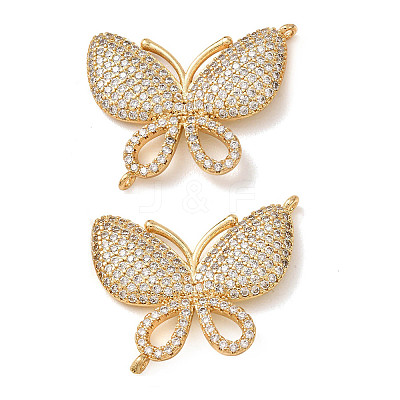 Brass Micro Pave Clear Cubic Zirconia Connector Charms CU-CBA4579-01G-B-1