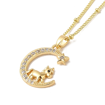 Brass Micro Pave Clear Cubic Zirconia Pendants Necklaces NJEW-K269-05G-05-1