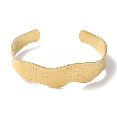 304 Stainless Steel Open Cuff Bangles for Women BJEW-I315-01G-1