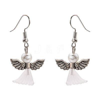 Lovely Wedding Dress Angel Dangle Earrings EJEW-JE00521-09-1