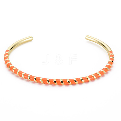 Twisted Brass Enamel Cuff Bangle BJEW-T020-02B-NF-1