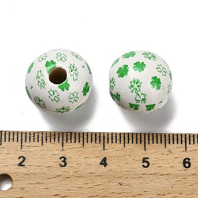 St. Patrick's Day Series Printed Schima Wood European Beads WOOD-V002-01G-1