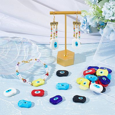 24Pcs 6 Colors Handmade Evil Eye Lampwork Beads LAMP-NB0001-77-1