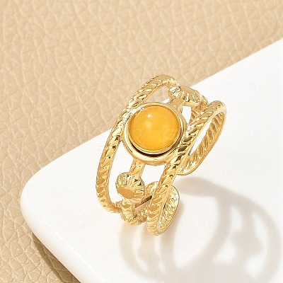 Natural Gemstone Finger Rings RJEW-K290-14G-1