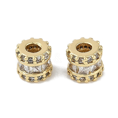 Brass Micro Pave Cubic Zirconia Beads KK-I719-21G-1