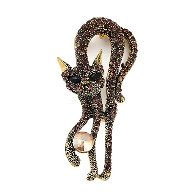 Cat Shape Colorful Rhinestone Brooches JEWB-S030-03B-1