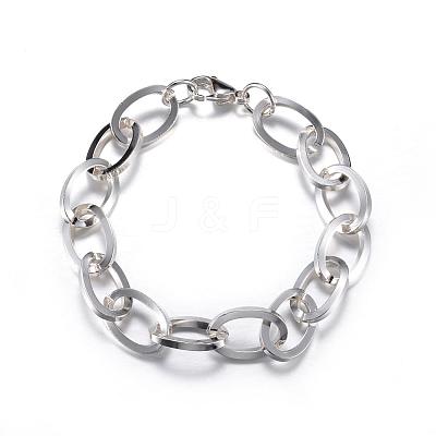 304 Stainless Steel Cable Chain Bracelets BJEW-P064-08S-1