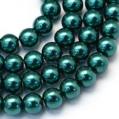 Baking Paint Pearlized Glass Pearl Round Bead Strands X-HY-Q330-8mm-79-1