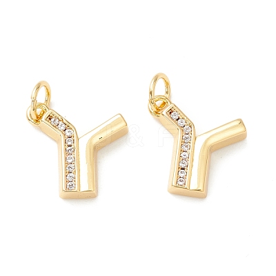 Rack Plating Eco-friendly Brass Micro Pave Clear Cubic Zirconia Charms KK-D072-01G-Y-NR-1