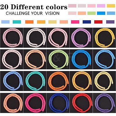 Flat Round Handmade Polymer Clay Beads CLAY-SZ0001-70-1
