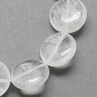 Flat Round Gemstone Natural Quartz Crystal Beads Strands G-S110-20-1