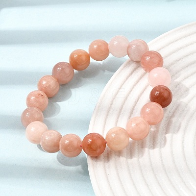 10.5MM Natural Dyed & Heated Chalcedony Round Beaded Stretch Bracelets for Women GG-CBA3F02-14B-1