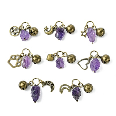 Natural Amethyst Pet Collar Charms HJEW-PH01731-1