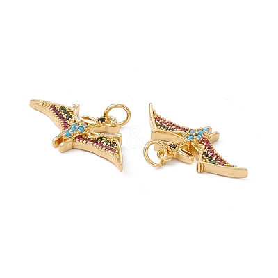 Rack Plating Brass Micro Pave Colorful Cubic Zirconia Pendants ZIRC-C040-48F-G-1