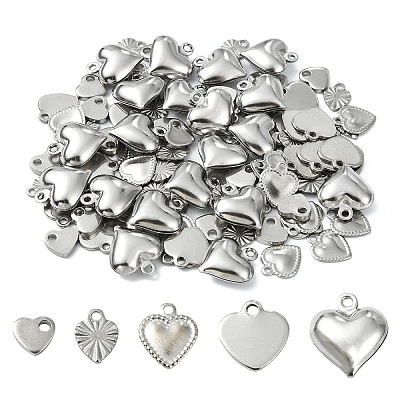 100Pcs 5 Styles 201 & Anti-Tarnish 304 Stainless Steel Charms STAS-YW0002-50-1