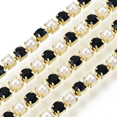 Brass Rhinestone Strass Chains CHC-N017-001A-A06-1