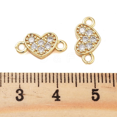 Rack Plating Brass Pave Clear Cubic Zirconia Heart Links Connector Charms KK-S379-26G-1