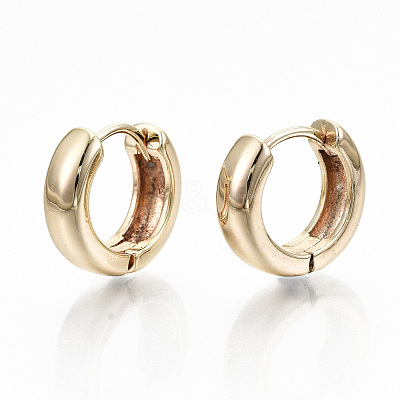 Brass Huggie Hoop Earrings KK-T062-46G-NF-1