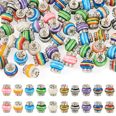 60Pcs Brass Resin Beads KK-TA0002-96-1