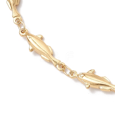 304 Stainless Steel and Brass Fish Link Chains Anklets for Women AJEW-AN00758-1