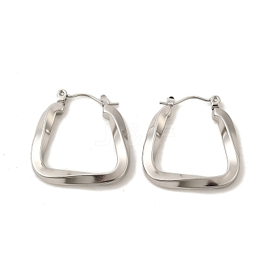 Non-Tarnish 304 Stainless Steel Trapezoid Hoop Earrings for Women EJEW-P202-05P-1
