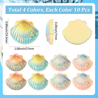 40Pcs 4 Colors Opaque Resin Cabochons CRES-SC0003-11-1