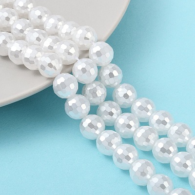 Electroplated Glass Pearl Beads Strands BSHE-C007-A01-02-1-1