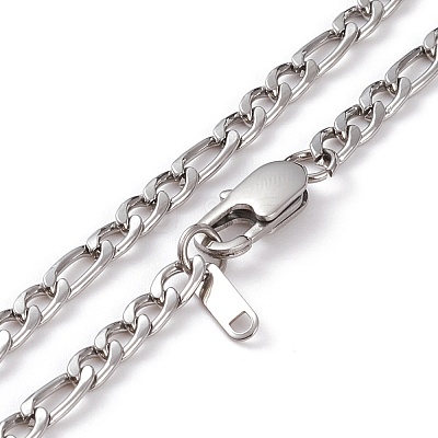 Non-Tarnish Men's 304 Stainless Steel Figaro Chain Necklace NJEW-JN03263-1