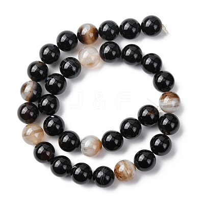 Natural Black Agate Beads Strands G-H343-D02-12mm-1