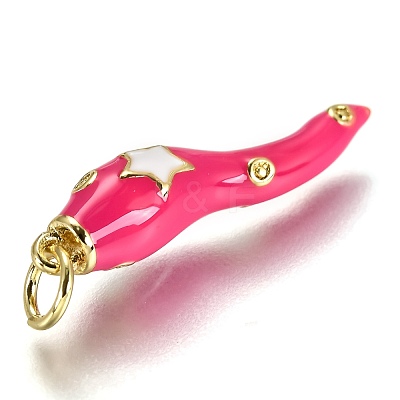 Brass Enamel Pendants KK-B026-15G-B-1