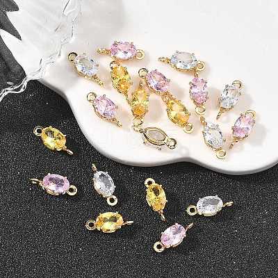 SHEGRACE Brass Pave Cubic Zirconia Oval Connector Charms XGRQ2O464-437G-1