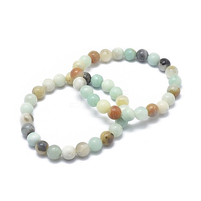 Natural Amazonite Bead Stretch Bracelets BJEW-K212-B-007-1