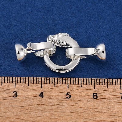 Brass Micro Pave Cubic Zirconia Fold Over Clasps KK-C076-02S-1