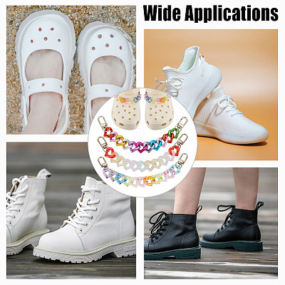 6Pcs 3 Styles Heart Acrylic Boot Strap Chains FIND-GO00002-1