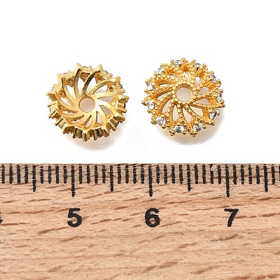 Brass Micro Pave Clear Cubic Zirconia Bead Caps KK-G600-05G-1