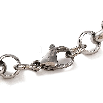 Tarnish Resistant 201 Stainless Steel Column Rolo Chain Bracelets BJEW-B078-75P-1