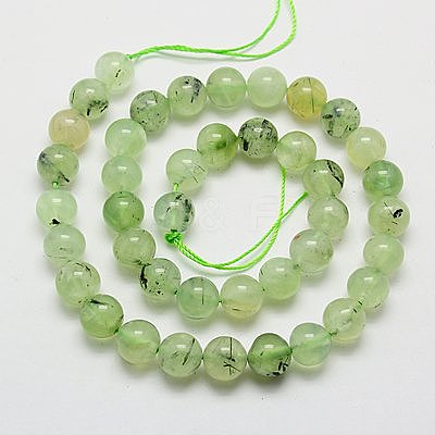 Natural Prehnite Beads Strands X-G-G457-6mm-03-1
